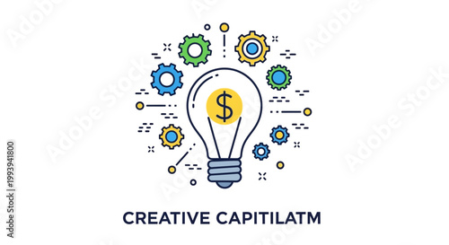 Conceptual illustration of creative ideas and financial success through innovation