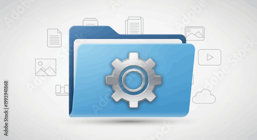 Conceptual illustration of digital file management and settings configuration