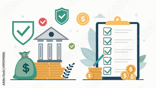 Financial banking security concept icon set.