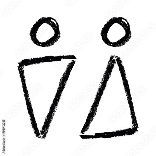 Hand drawn female and male gender identity sign Girls and boys Man and woman pictogram Lady and gentleman for restroom, toilet, washroom, lavatory, closet, WC, bathroom, door sticker