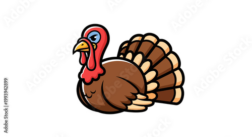 Angry cartoon turkey mascot illustration on white background