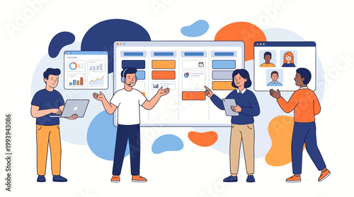 Obraz na plátne Professional Diverse Team Collaborating on Project Management and Agile Workflow