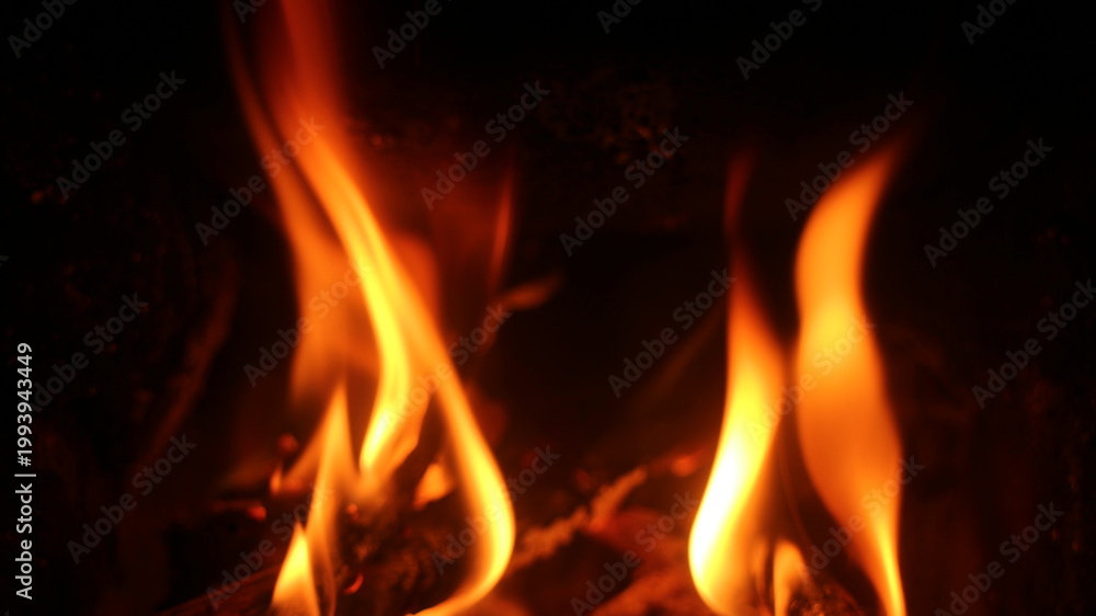 Fototapeta premium a dark fireplace with glowing embers. 