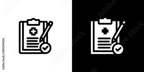 Medical Checkup icon concept with flat Black White Background. Vector illustration.