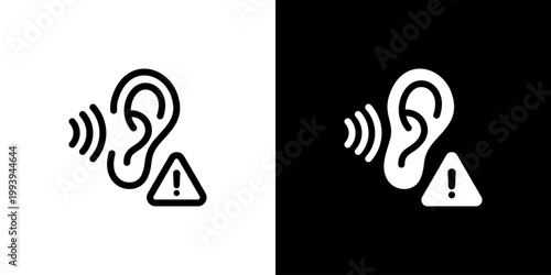 Noise Exposure icon concept with flat Black White Background. Vector illustration.
