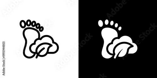 Carbon Footprint icon concept with flat Black White Background. Vector illustration.