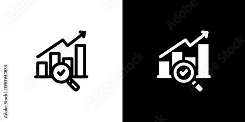 Impact Analysis icon concept with flat Black White Background. Vector illustration.