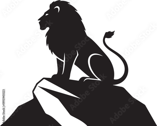 Lion silhouette, majestic king of beasts, black animal icon, wildlife symbol