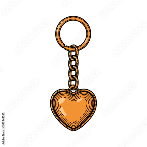 Heart keychain orange accessory minimal line art isolated