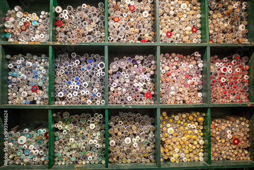 Stockholm, Sweden A button display in a textile shop.