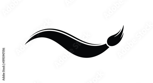 Minimalist paintbrush logo icon, black ink brush stroke vector, artistic painting tool symbol for creative studio branding and art supplies