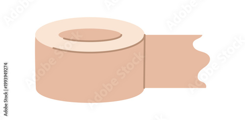 Cartoon tape glue icon in soft beige color. Adhesive roll as simple school stationery and craft supply. Minimal materials for artist toolkit and diy class, cute accessory object for education or