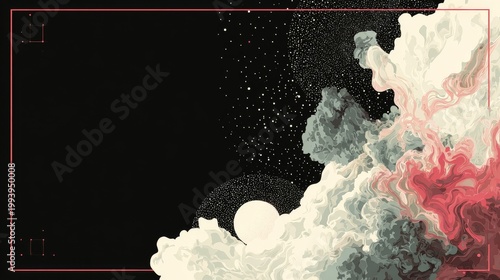 Abstract representation of spiritual awakening, minimalist, space top left.