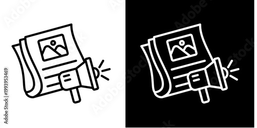 Newspaper Icon Set White Style Collection