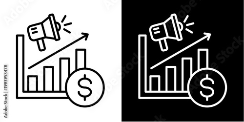 Financial Growth Marketing Icon Set White Style Collection