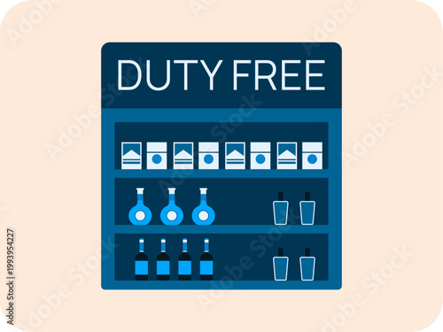 Duty free shop icon. Airport icon. Flat vector icon concept.