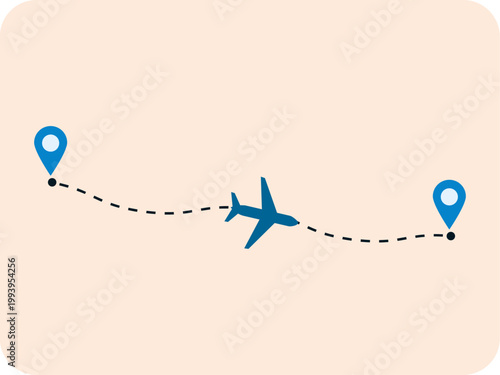 Flight path line icon. Airport icon. Flat vector icon concept.
