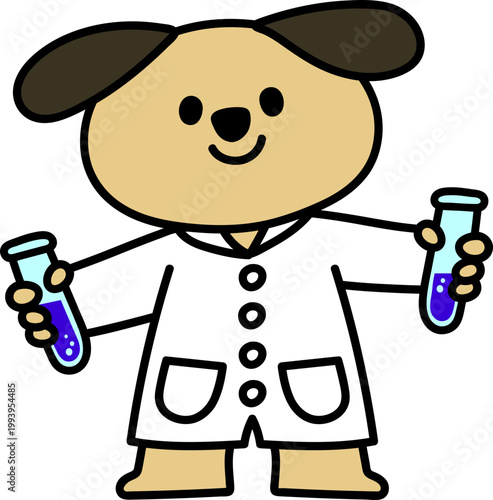 과학 실험 연구 강아지 캐릭터