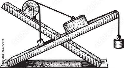 Vintage Industrial Metal Lever Balance Scale with Beam Pivot and Hook Mechanism