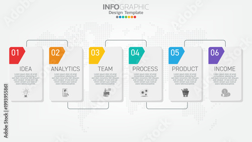 Infograph steps color element with arrow, chart diagram, business online marketing concept.