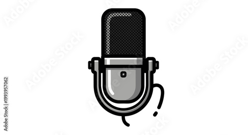 Black and white microphone illustration.