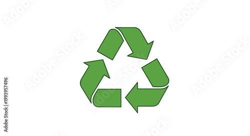 A green recycling symbol composed of three chasing arrows forming a triangle on a white background.