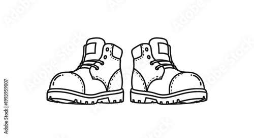 A pair of work boots side.