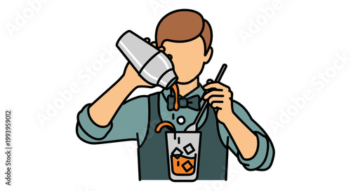 Bartender mixing cocktail drink.