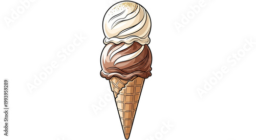 Colorful Ice Cream Cone Dessert.