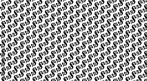 Seamless Dollar Sign Pattern Background Black White Money Finance Texture