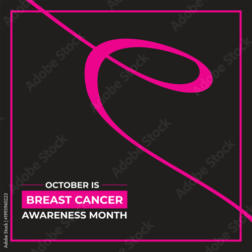 Breast Cancer Awareness Month Pink Ribbon Minimal Design October Health Campaign Poster