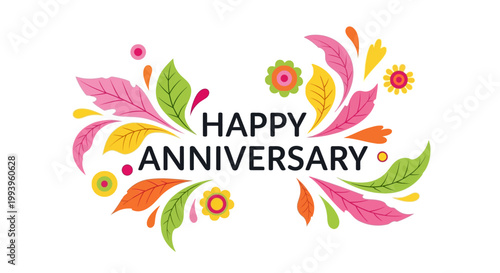 Colorful anniversary celebration graphic design.
