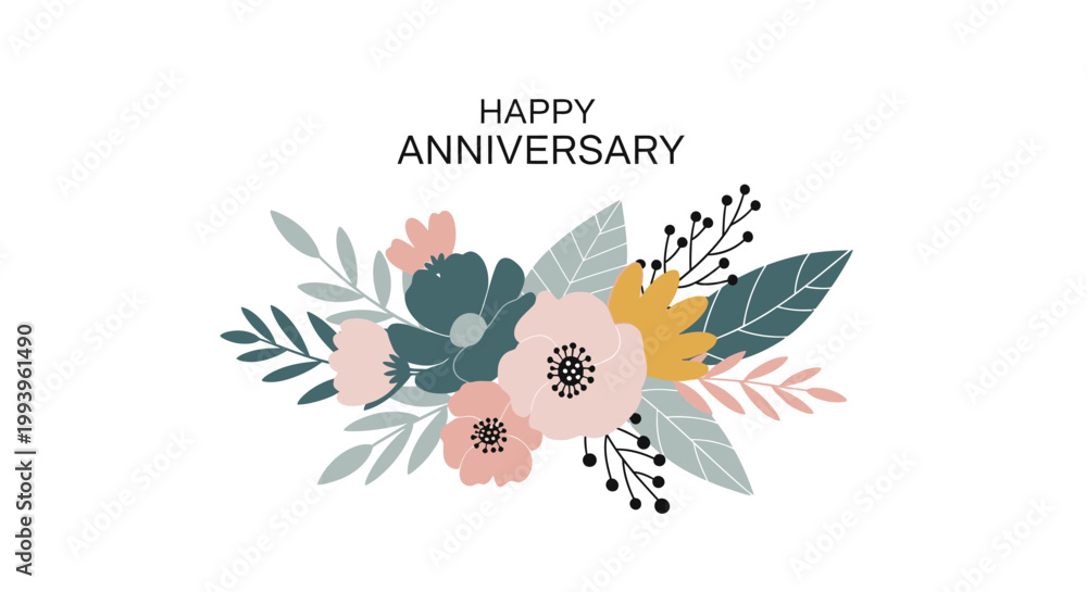 Fototapeta premium A beautiful pastel floral bouquet illustration with 