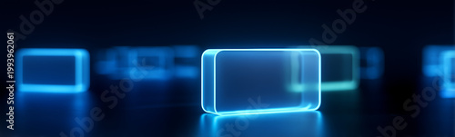 Digital Cube Display: A visually captivating composition features a selection of radiant, luminescent cubes, each imbued with a delicate, ethereal glow.