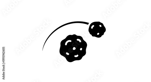 A minimalist illustration of two blackberries connected by a curved stem on a white background