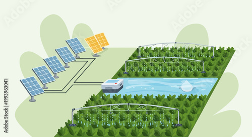 Solar Powered Smart Farm Irrigation System with Water Reservoir and Green Crops