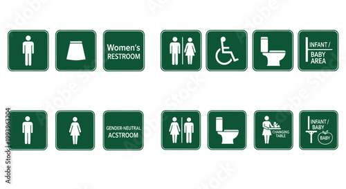Restroom signs for accessibility purposes.