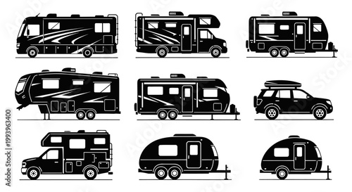 Various recreational vehicles and trailers.