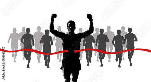 Runner Crossing Finish Line First Place.