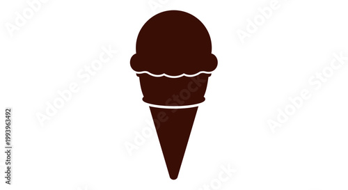 A delicious chocolate ice cream cone on a white background
