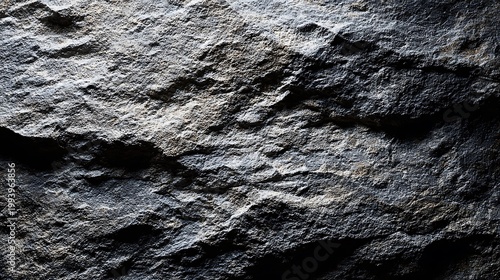 Dark gray rocky cliff close-up texture.
