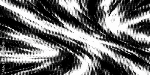 Elegant black and white abstract background texture featuring smooth rippled silk fabric with luxury wave patterns and soft satin drapery curves for a sophisticated fashion backdrop design