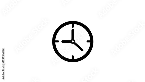 Black and White Clock Icon Vector Illustration
