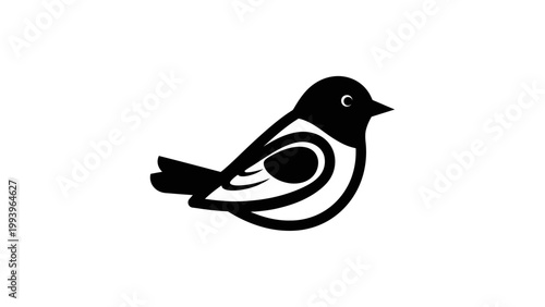 Black and White Vector Bird Illustration
