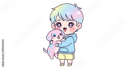 Boy Holding Pink Cute Dog.