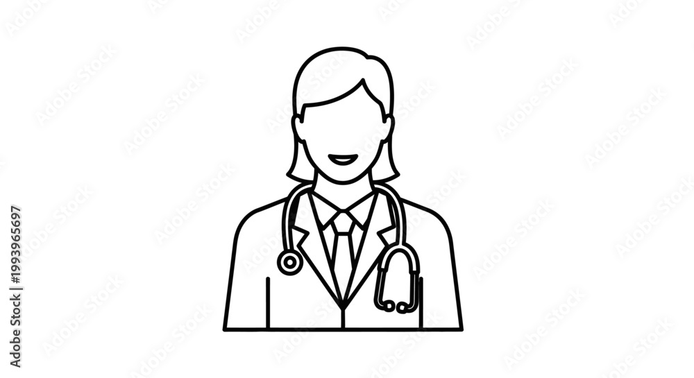 Fototapeta premium Female Doctor Wearing Stethoscope Smiling.