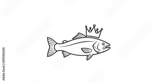 Fish wearing a crown royalty.