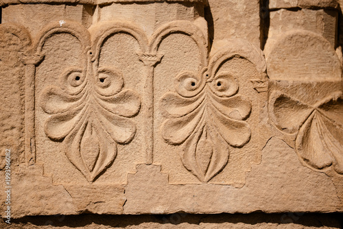 Photos Medieval Bas-Relief Stone Carving on Church Wall