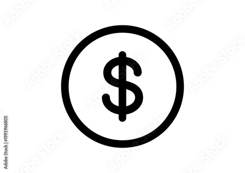 ドルマーク　コイン　アイコン　お金　現金　キャッシュ　白黒　ベクターイラスト