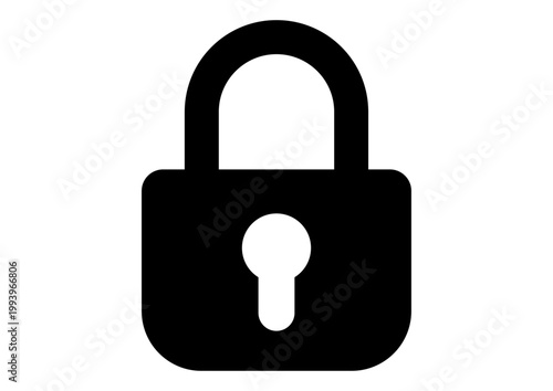 セキュリティアイコン　鍵マーク　安全　保護　白黒　ベクターイラスト